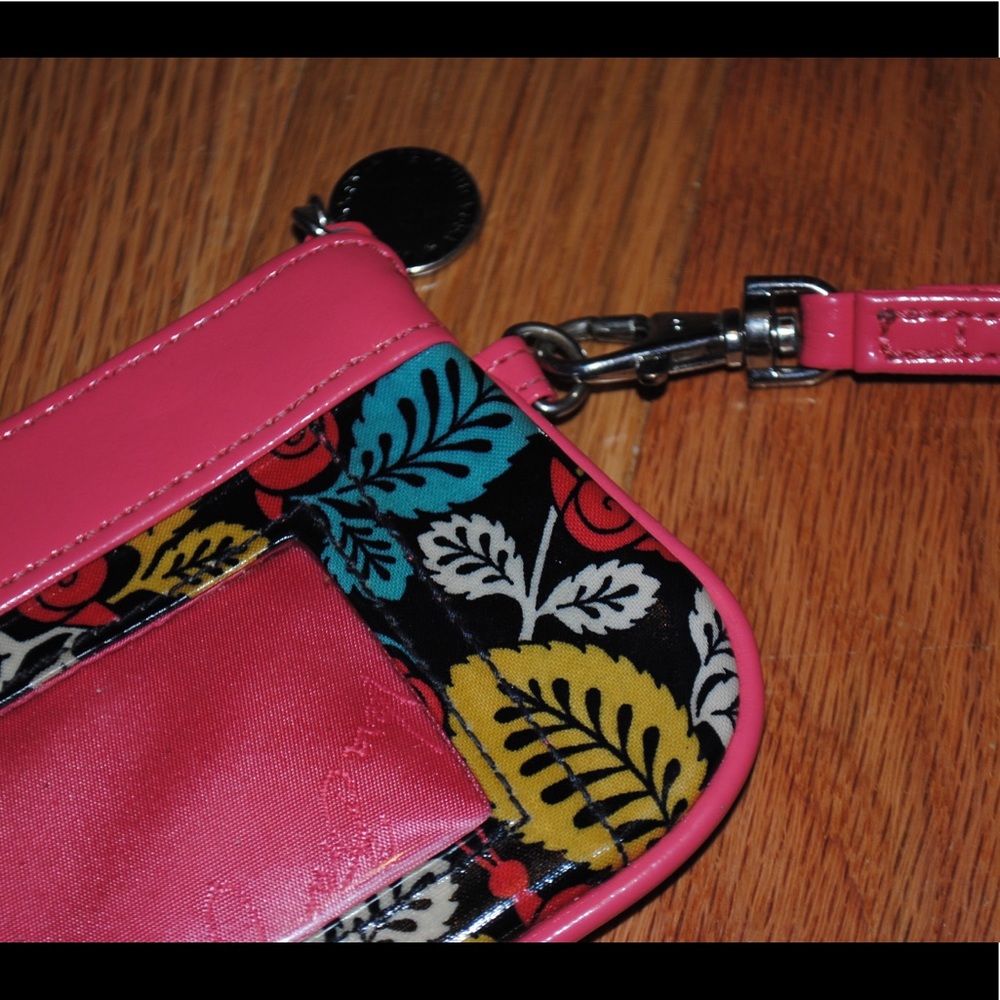 Vera Bradley hard plastic pink wristlet.